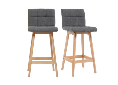 Tabourets de bar bois et gris fonc&eacute; 65 cm (lot de 2) KLARIS