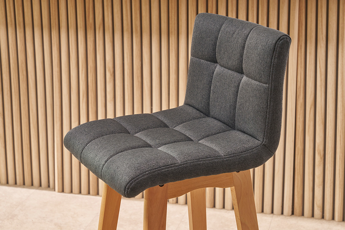 Tabourets de bar bois et gris fonc H65 cm (lot de 2) KLARIS