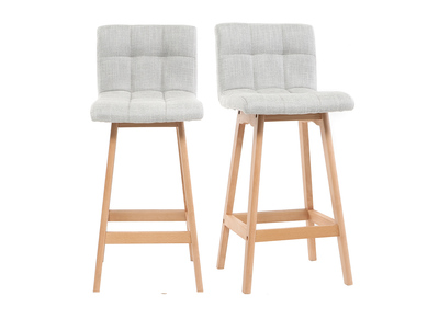 Tabourets de bar bois et gris perle 65 cm (lot de 2) KLARIS