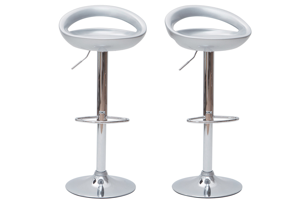 Tabourets de bar design argent (lot de 2) COMET