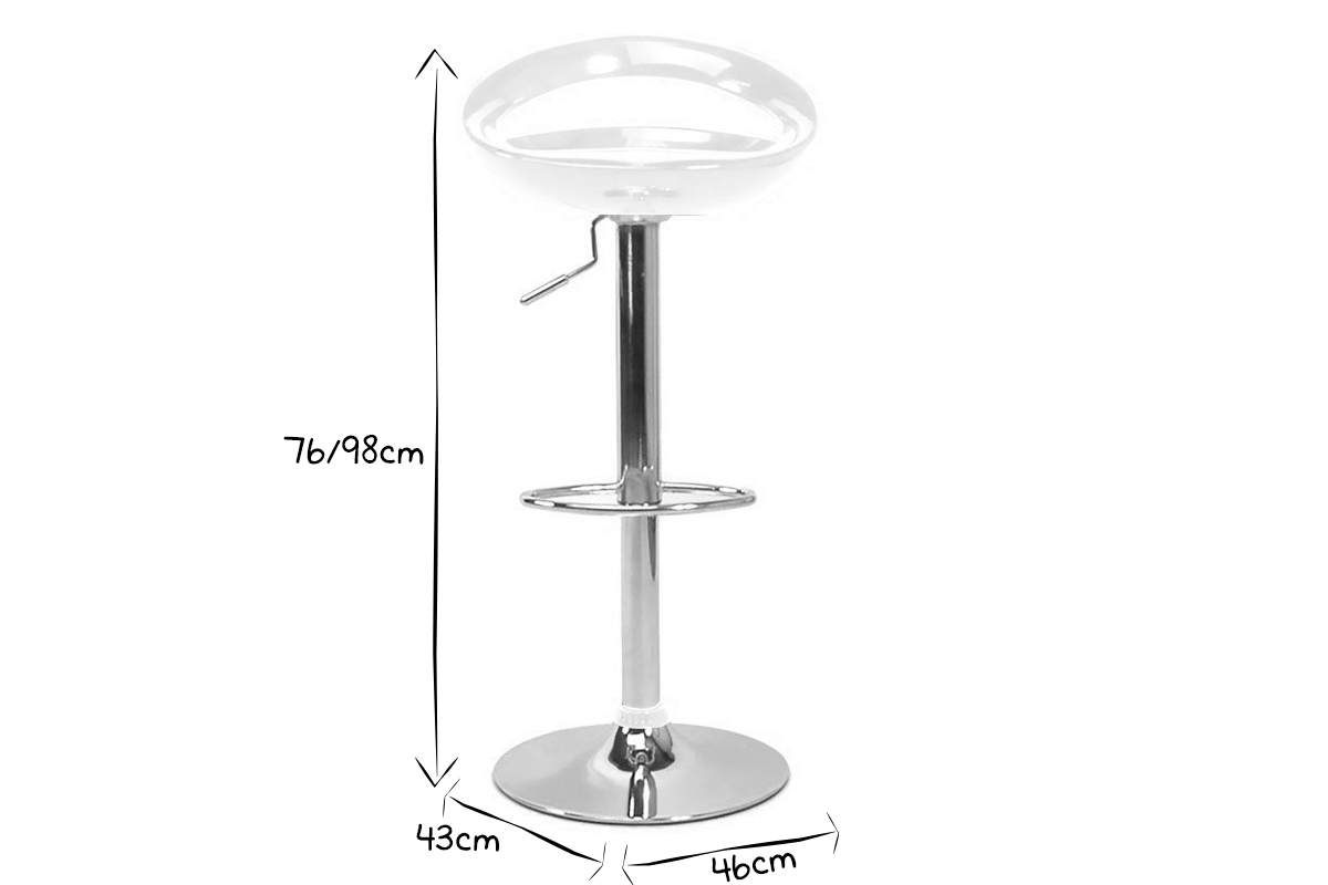 Tabourets de bar design argent (lot de 2) COMET