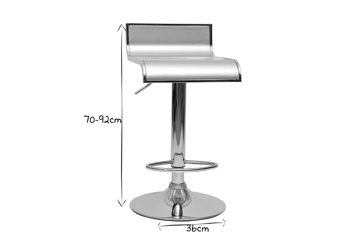 Tabourets de bar design argent WAVES (lot de 2)