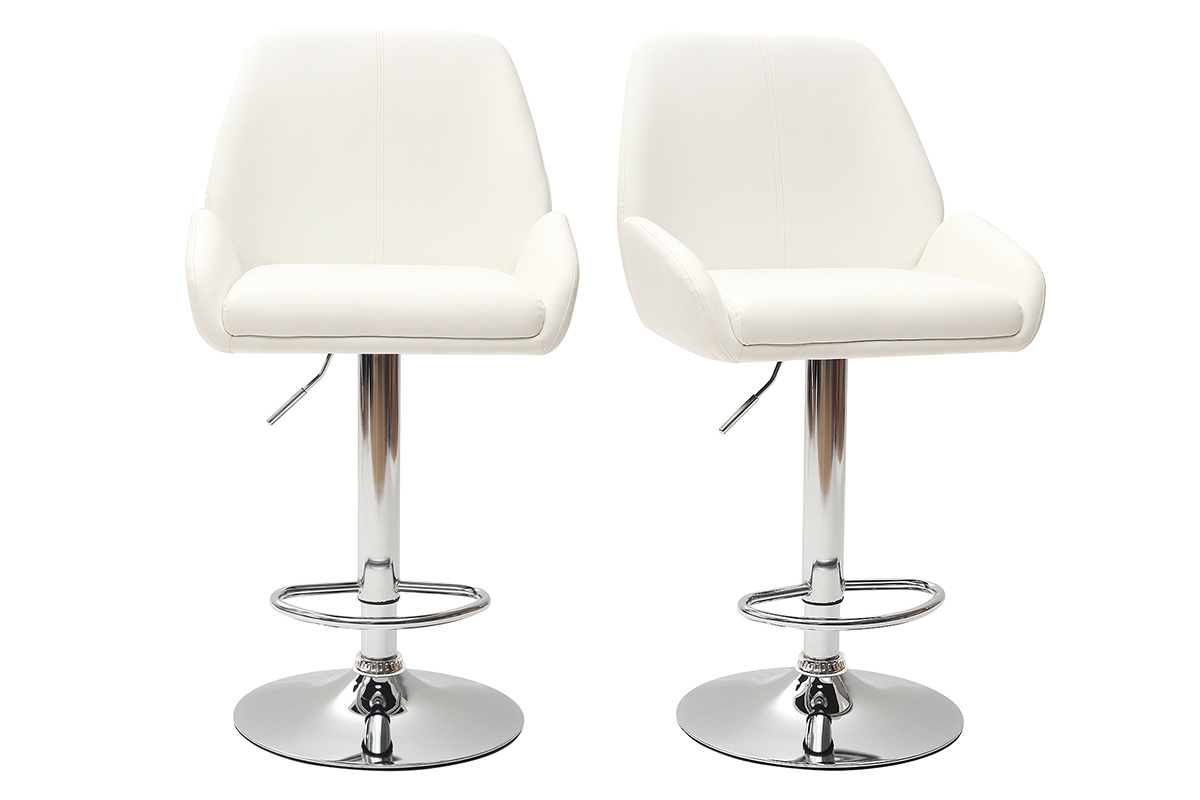 Tabourets de bar design blanc (lot de 2) ALEK