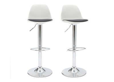 Tabourets de bar design blanc et noir (lot de 2) STEEVY