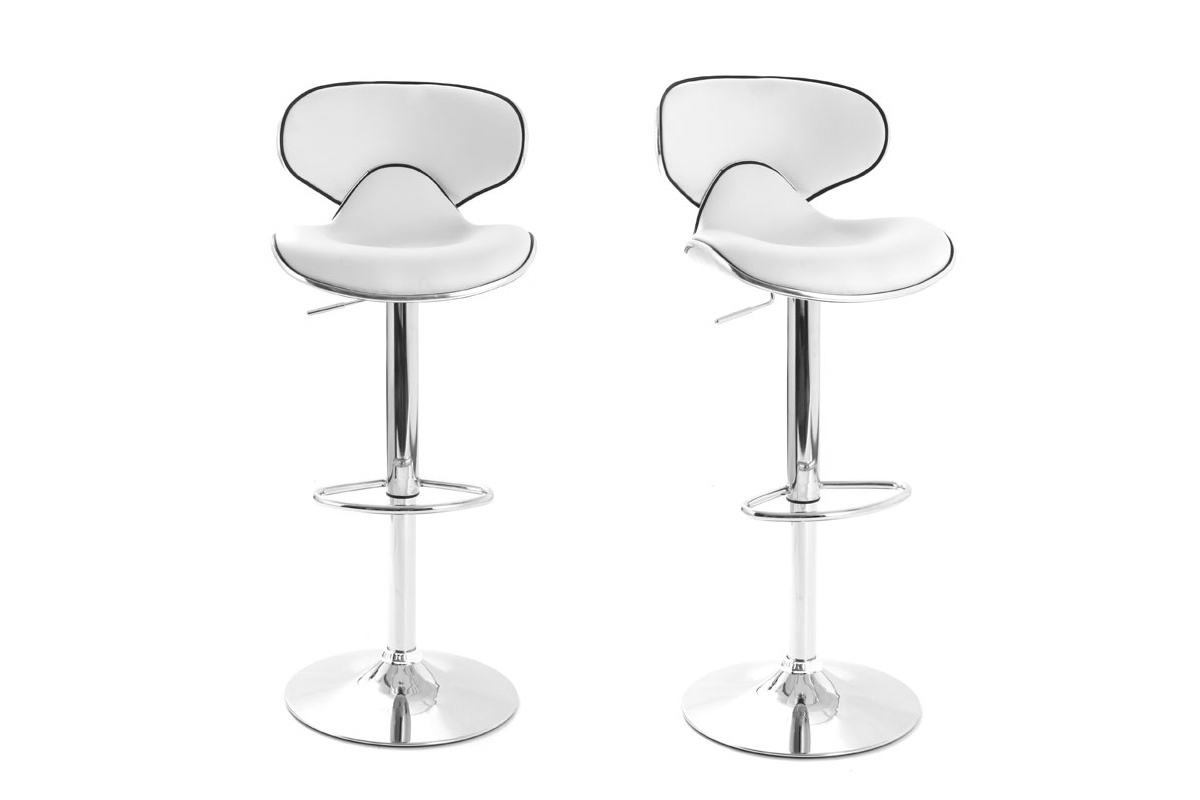 Tabourets de bar design blancs (lot de 2) PEGASE