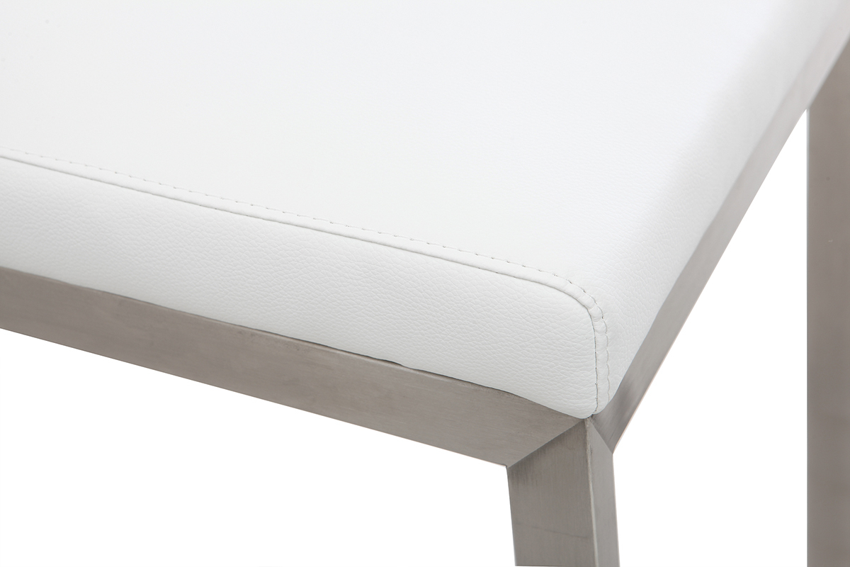 Tabourets de bar design blancs avec pieds m�tal H66 cm (lot de 2) STELLAR