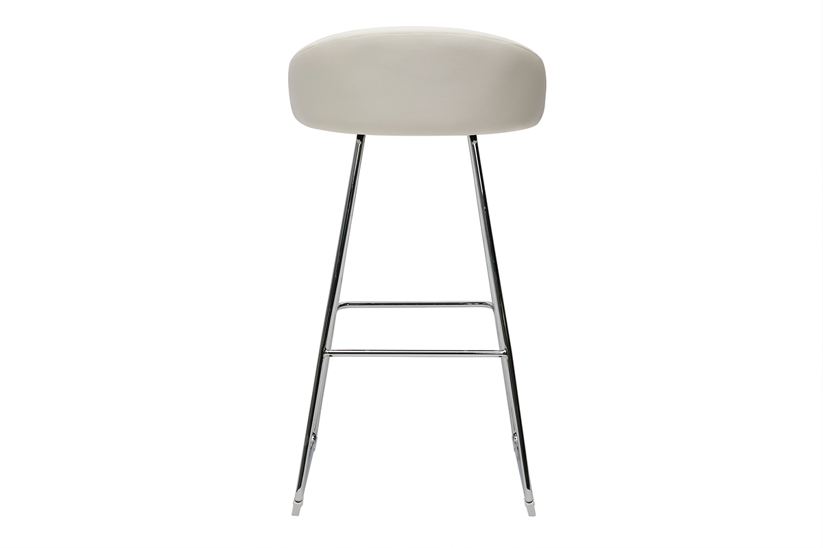 Tabourets de bar design blancs et m�tal chrom� H75 cm (lot de 2) REYNOLD