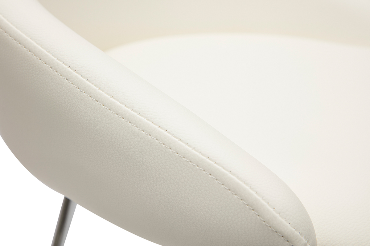 Tabourets de bar design blancs et m�tal chrom� H75 cm (lot de 2) REYNOLD