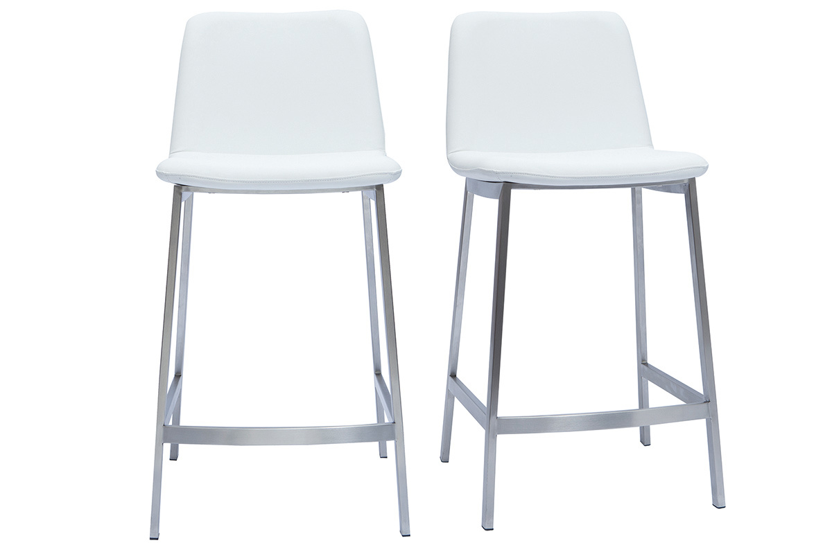Tabourets de bar design blancs H66 cm (lot de 2) ARSENE