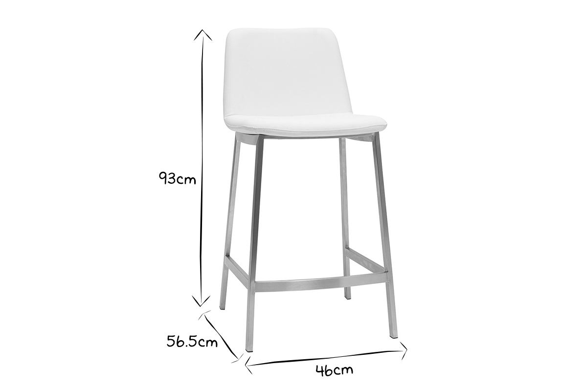 Tabourets de bar design blancs H66 cm (lot de 2) ARSENE