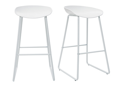 Tabourets de bar design blancs H75 cm  (lot de 2) PEBBLE
