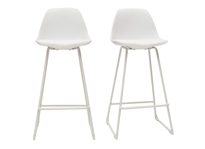 Tabourets de bar design blancs pieds métal 66 cm (lot de 2) FRANZ