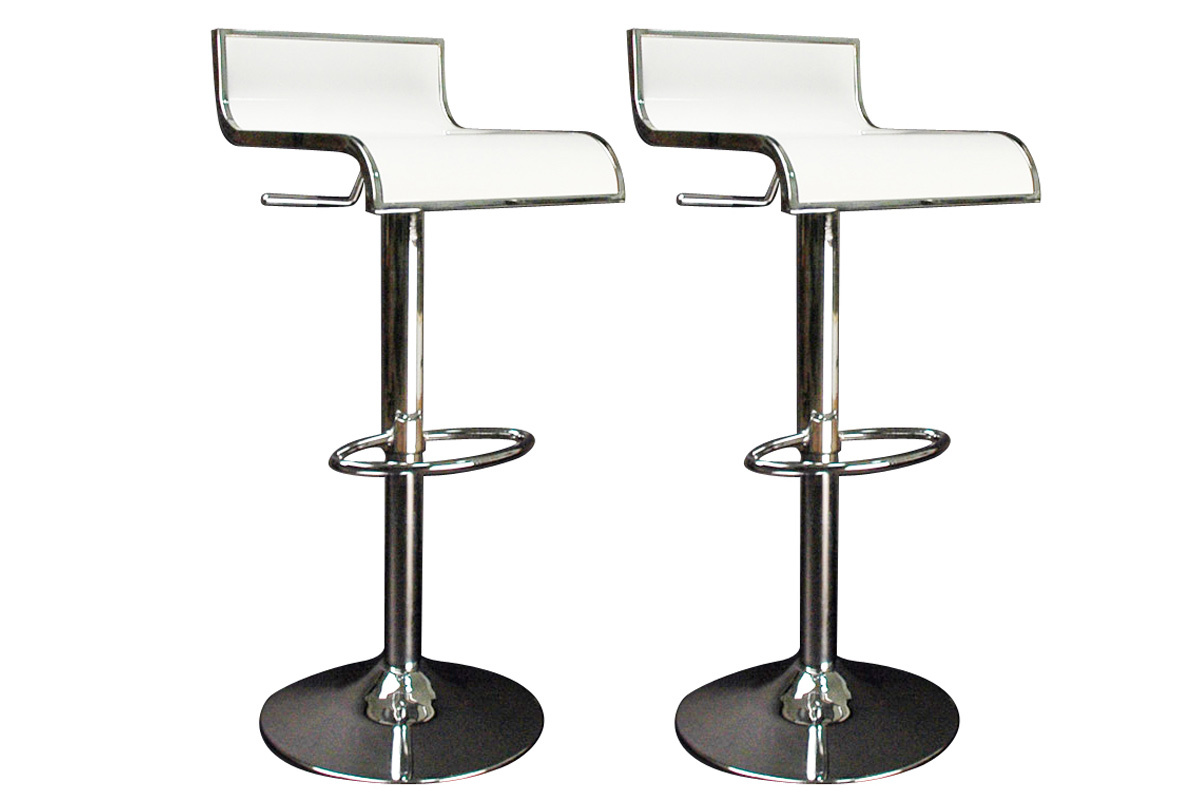 Tabourets de bar design blancs WAVES (lot de 2)