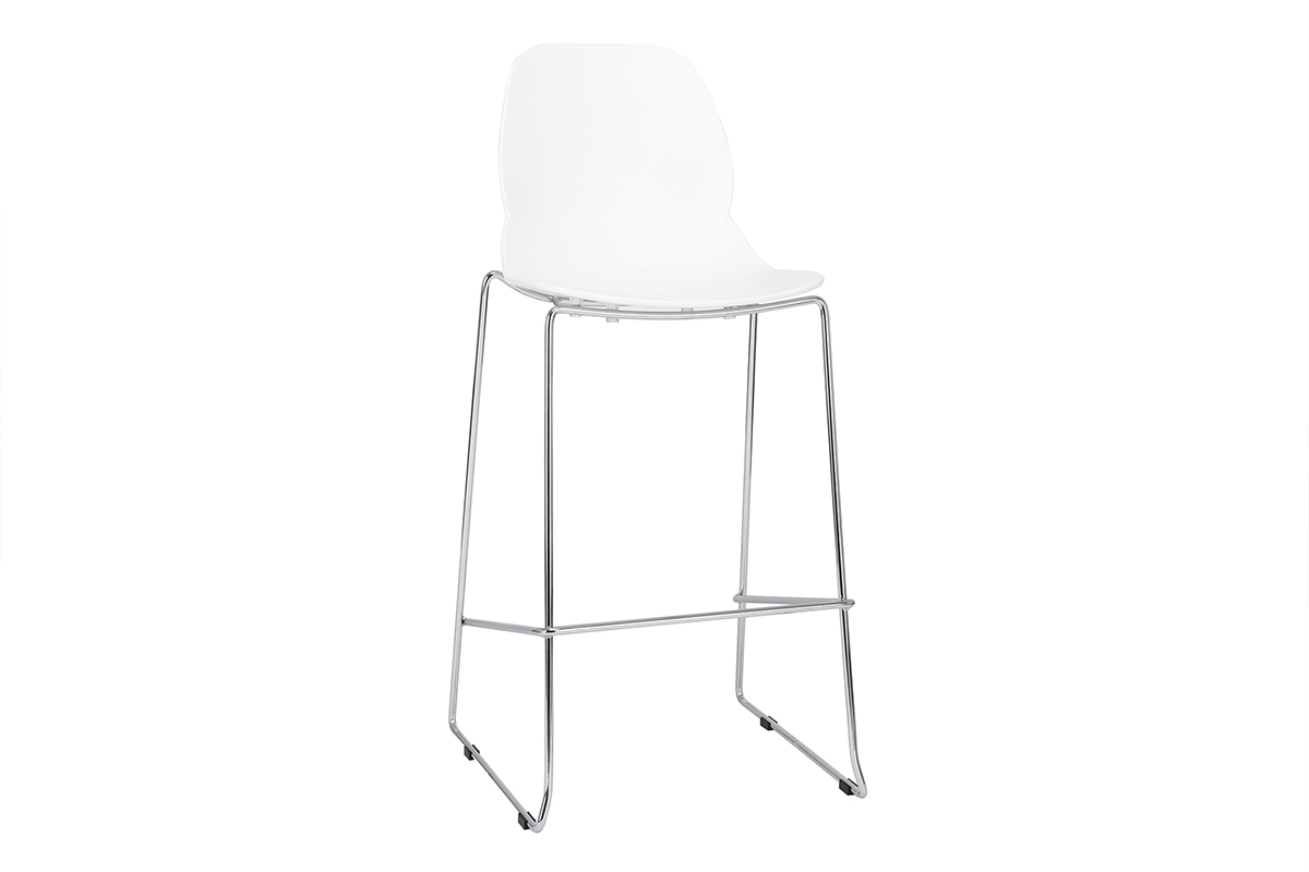 Tabourets de bar design empilables blancs 76.5 cm (lot de 2) TROCADERO