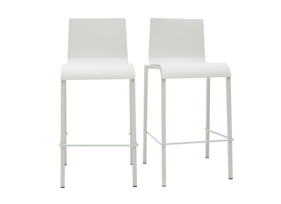 Tabourets de bar design empilables blancs H65 cm (lot de 2) KUPA