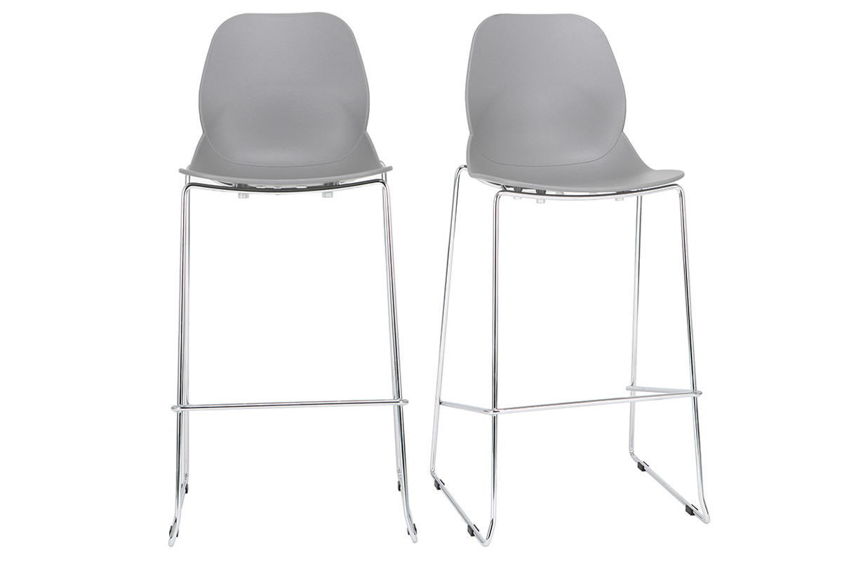 Tabourets de bar design empilables gris 76.5 cm (lot de 2) TROCADERO