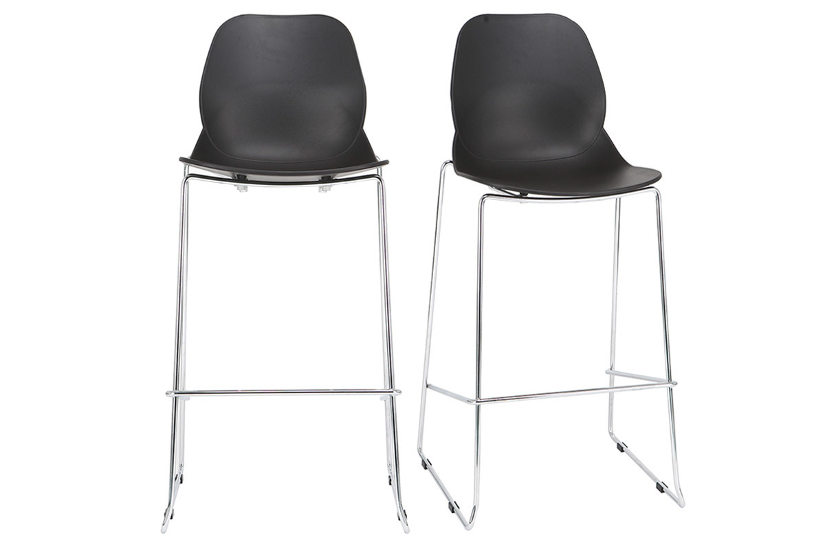 Tabourets de bar design empilables noirs 76.5 cm (lot de 2) TROCADERO