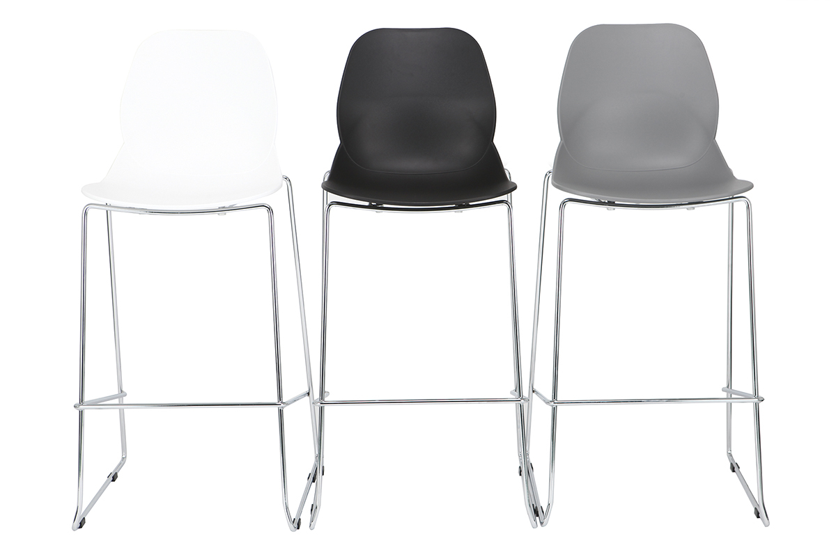 Tabourets de bar design empilables noirs 76.5 cm (lot de 2) TROCADERO