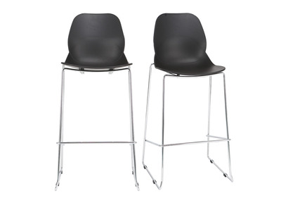 Tabourets de bar design empilables noirs 76.5 cm (lot de 2) TROCADERO