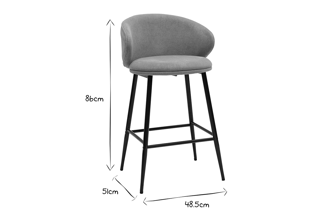 Tabourets de bar design en tissu effet velours jaune moutarde et m�tal noir (lot de 2) ROSALIE