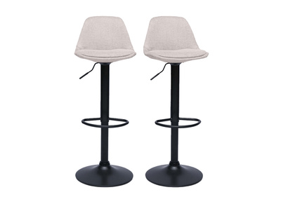 Tabourets de bar design en tissu effet velours texturé beige (lot de 2) STEEVY