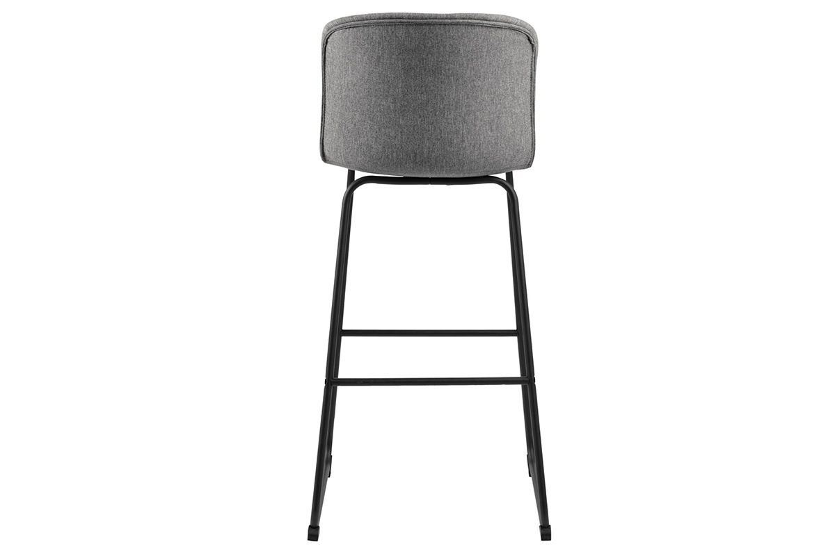 Tabourets de bar design en tissu gris fonc� et m�tal noir 75 cm (lot de 2) STORY