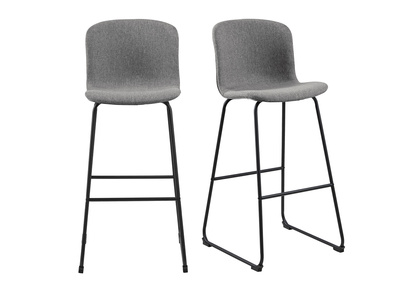 Tabourets de bar design en tissu gris fonc&eacute; et m&eacute;tal noir 75 cm (lot de 2) STORY