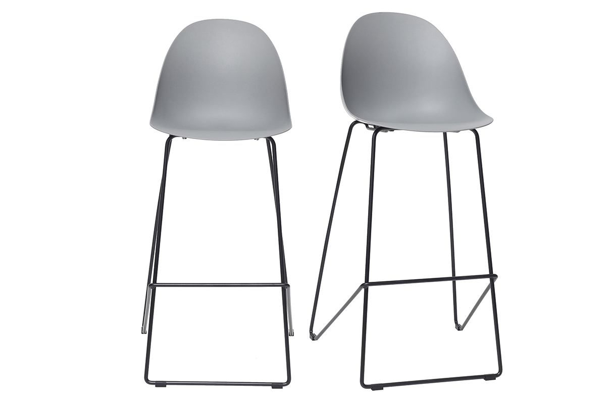 Tabourets de bar design gris 77 cm (lot de 2) CONCHA