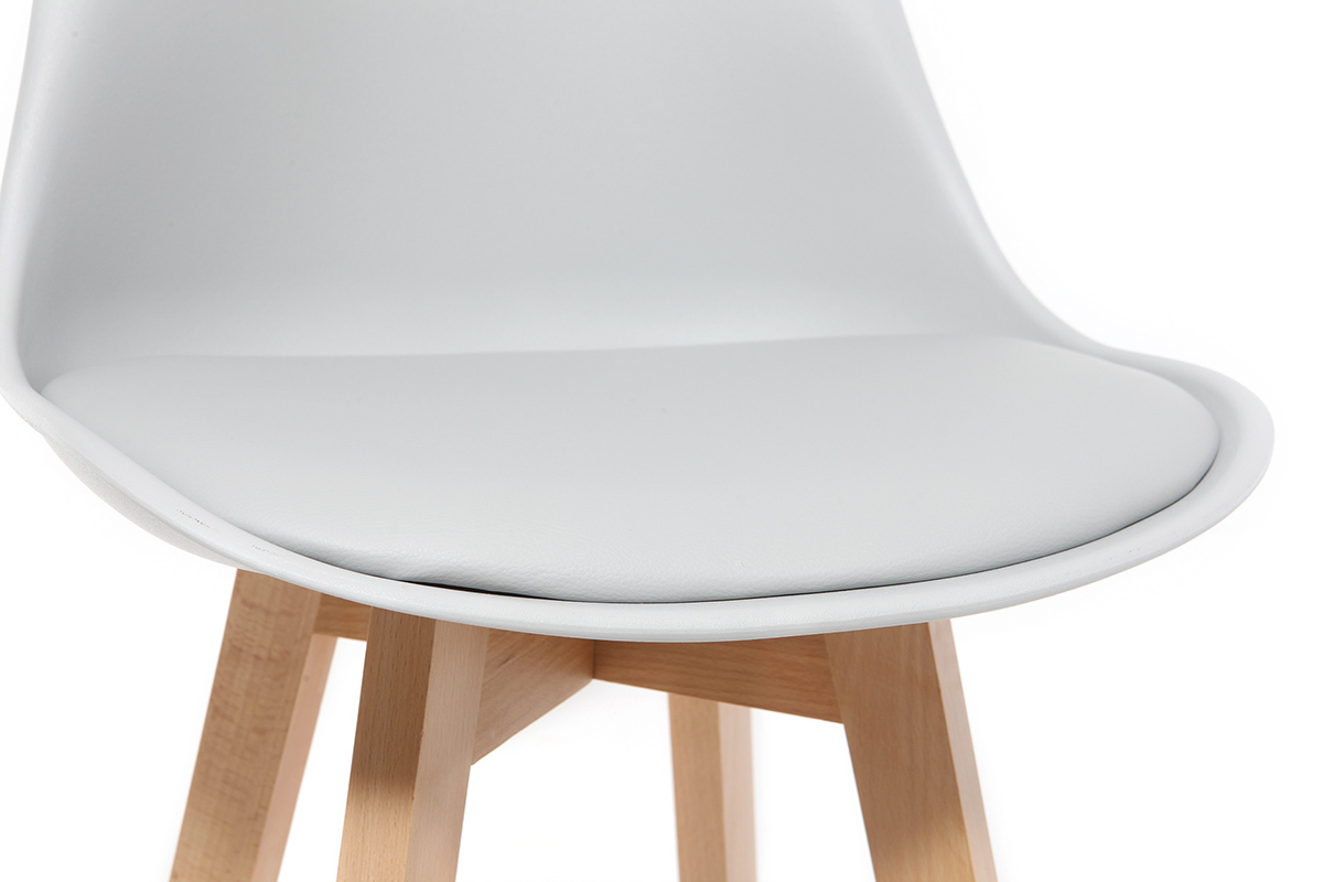 Tabourets de bar design gris clair et bois H65 cm (lot de 2) PAULINE