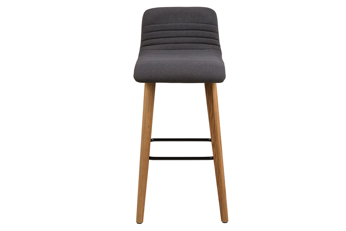 Tabourets de bar design gris fonc� et bois (lot de 2) ULRIK