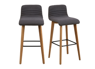 Tabourets de bar design gris fonc&eacute; et bois (lot de 2) ULRIK