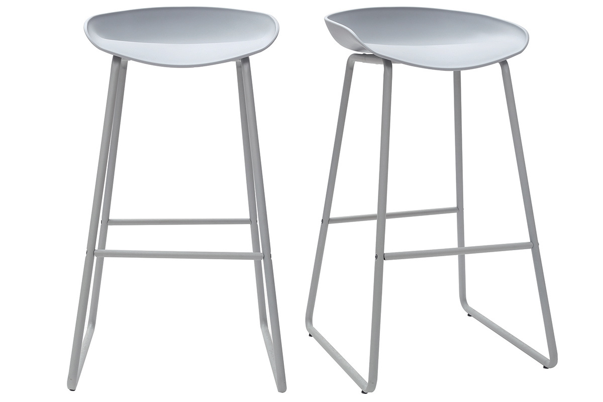 Tabourets de bar design gris H75 cm (lot de 2) PEBBLE