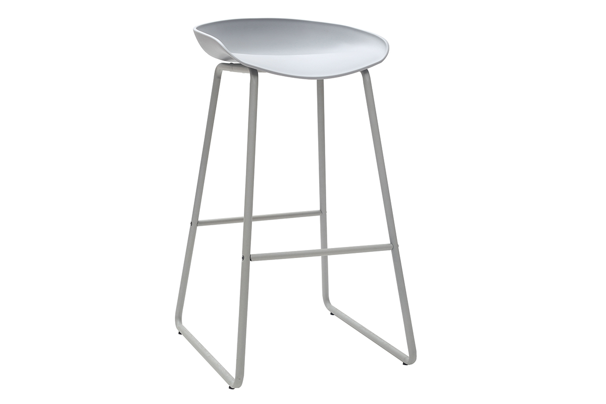 Tabourets de bar design gris H75 cm (lot de 2) PEBBLE