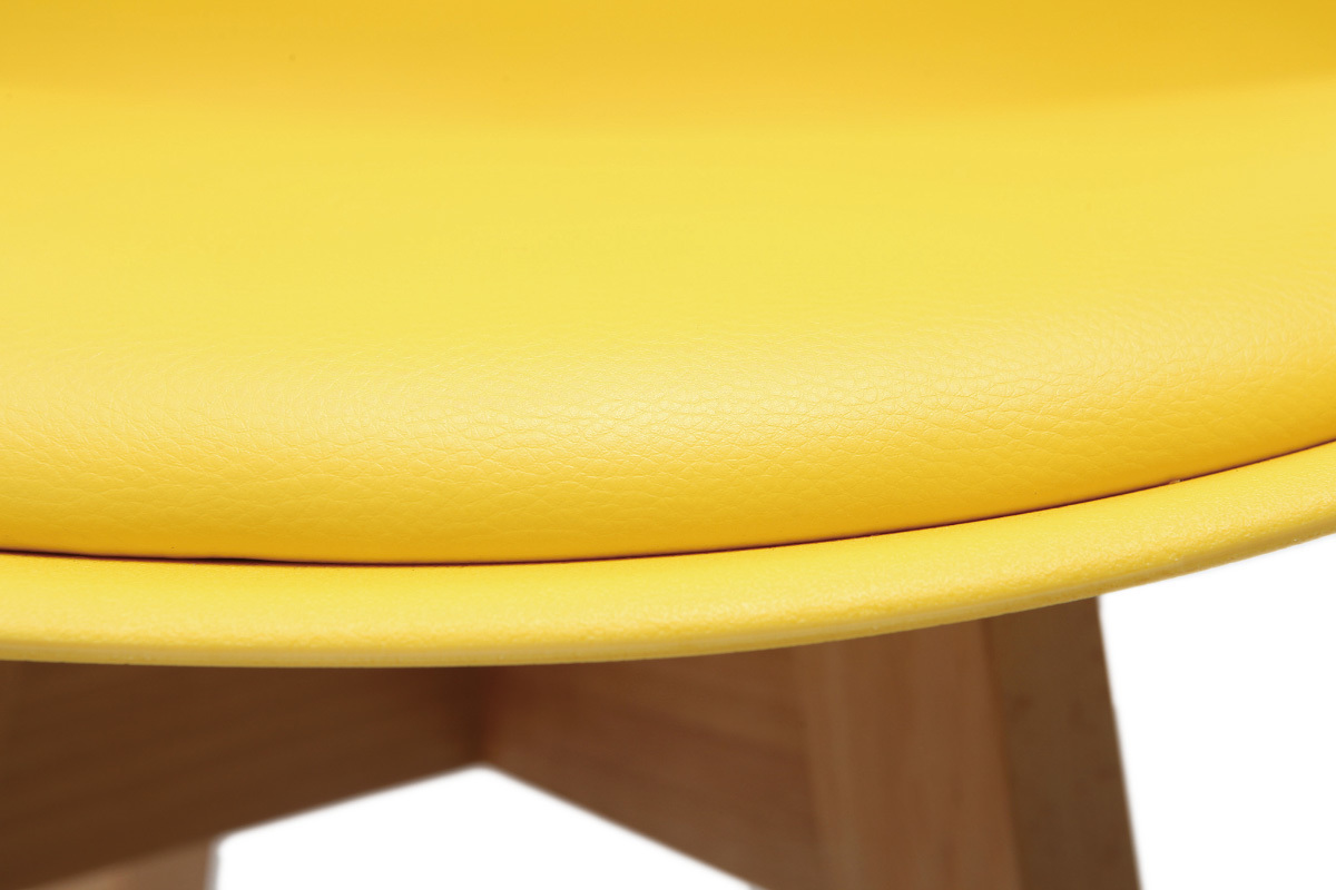 Tabourets de bar design jaune et bois H65 cm (lot de 2) PAULINE