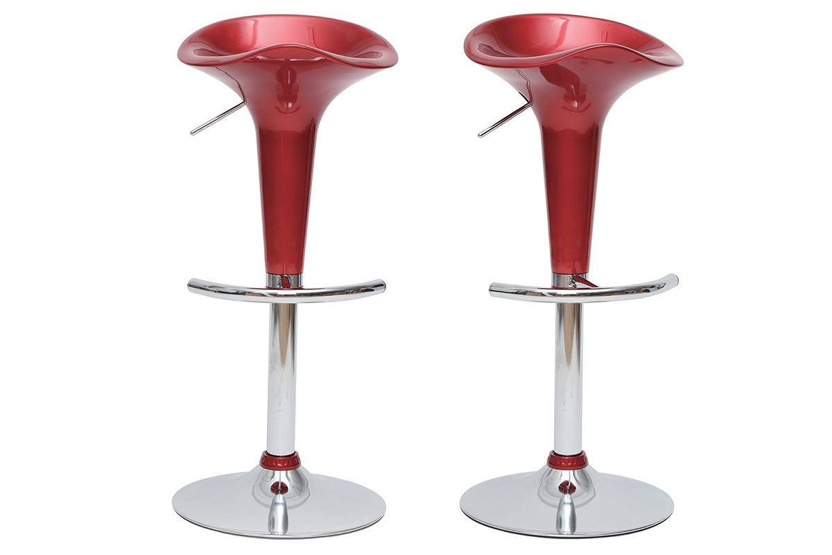 Tabourets de bar design lie de vin GALAXY (lot de 2)