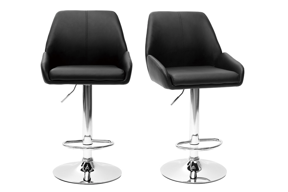 Tabourets de bar design noir (lot de 2) ALEK