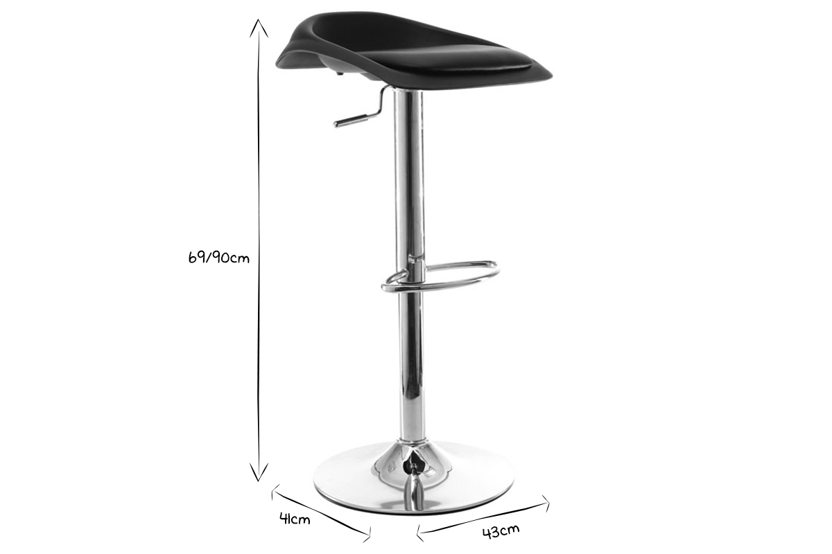 Tabourets de bar design noir (lot de 2) SYRIUS
