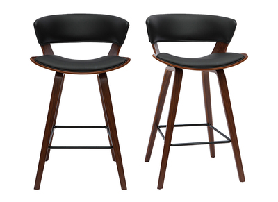 Tabourets de bar design noir et bois foncé H65 cm (lot de 2) SYRAH