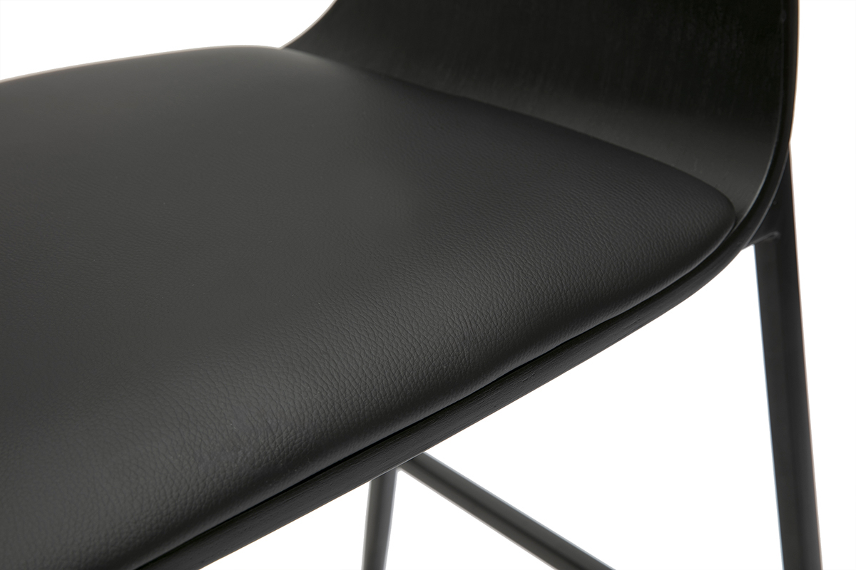 Zoom matire tabouret de bar noir polyurthane