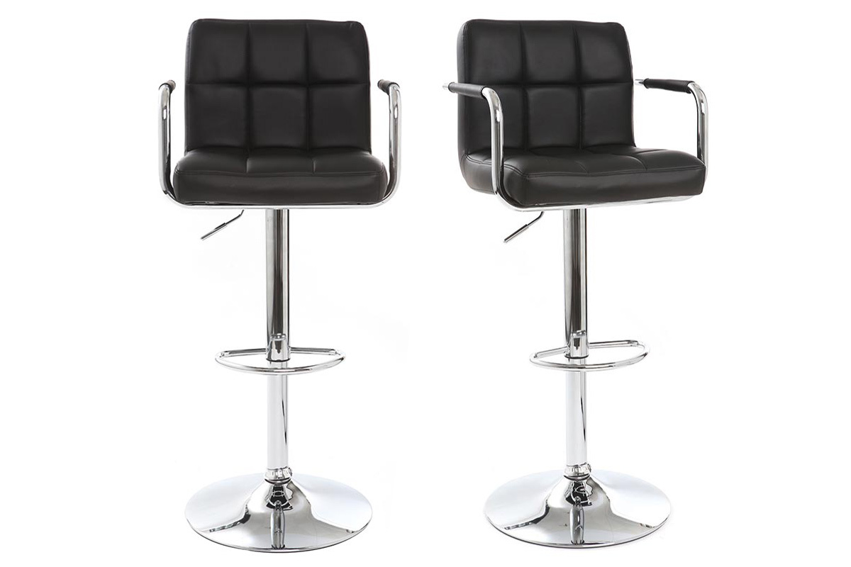 Tabourets de bar design noirs (lot de 2) WILLORD