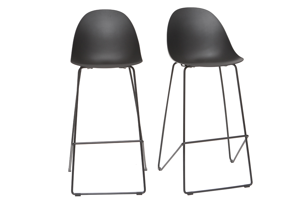 Tabourets de bar design noirs 77 cm (lot de 2) CONCHA