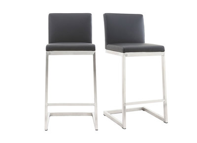Tabourets de bar design noirs avec pieds m&eacute;tal (lot de 2) STELLAR