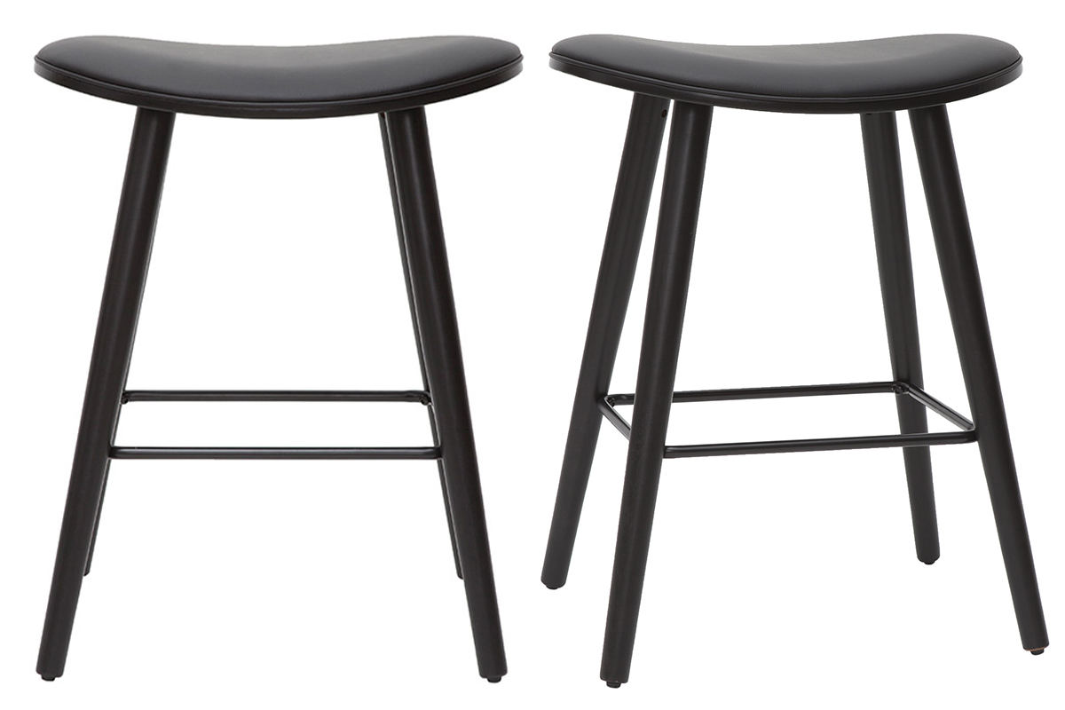 Tabourets de bar design noirs H65.5 cm (lot de 2) MEADOW