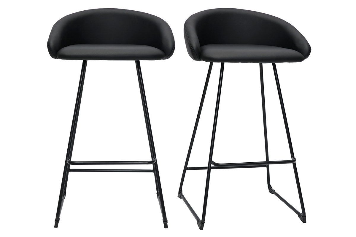 Tabourets de bar design noirs H69 cm (lot de 2) REYNOLD
