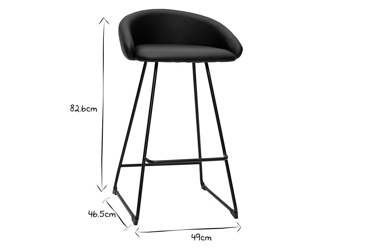 Tabourets de bar design noirs H69 cm (lot de 2) REYNOLD