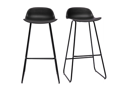 Tabourets de bar design noirs H70 cm (lot de 2) ELLA