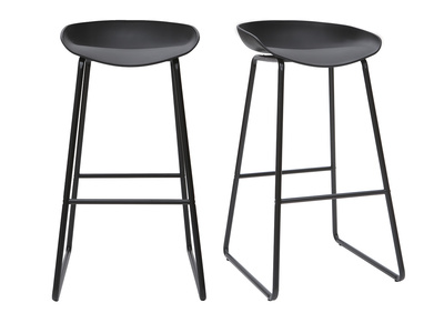 Tabourets de bar design noirs H75 cm (lot de 2) PEBBLE