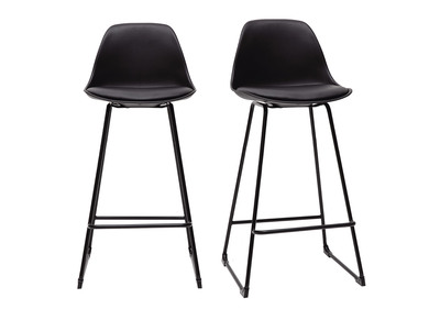 Tabourets de bar design noirs pieds métal 65 cm (lot de 2) FRANZ