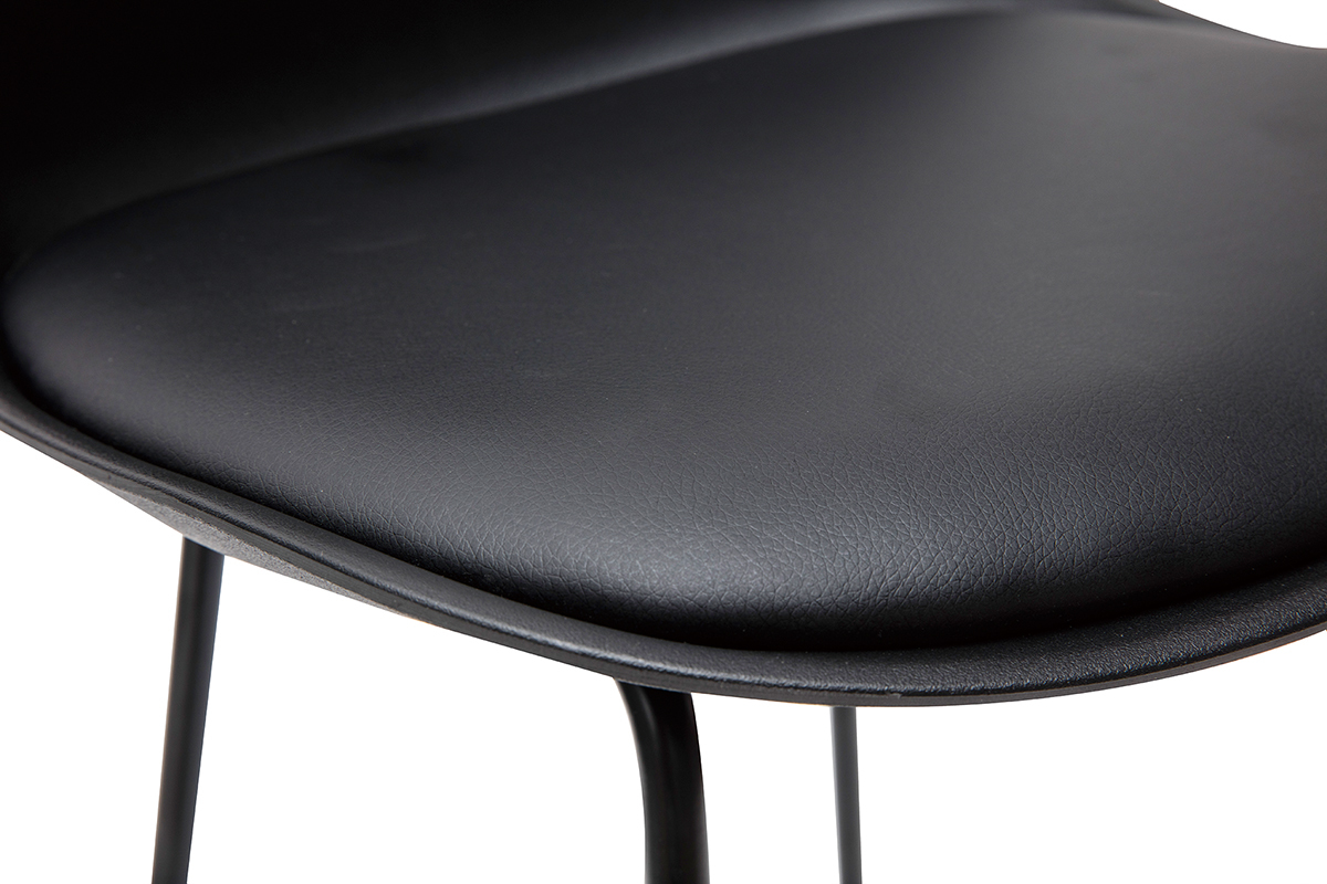 Tabourets de bar design noirs pieds mtal H66 cm (lot de 2) FRANZ