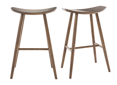 Tabourets de bar design noyer H72 cm (lot de 2) DEMORY